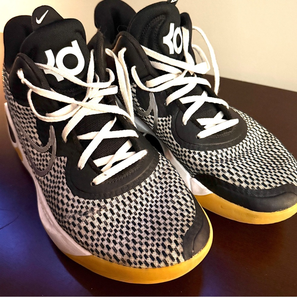 Nike KD Black and White Sneakers with Yellow Soles